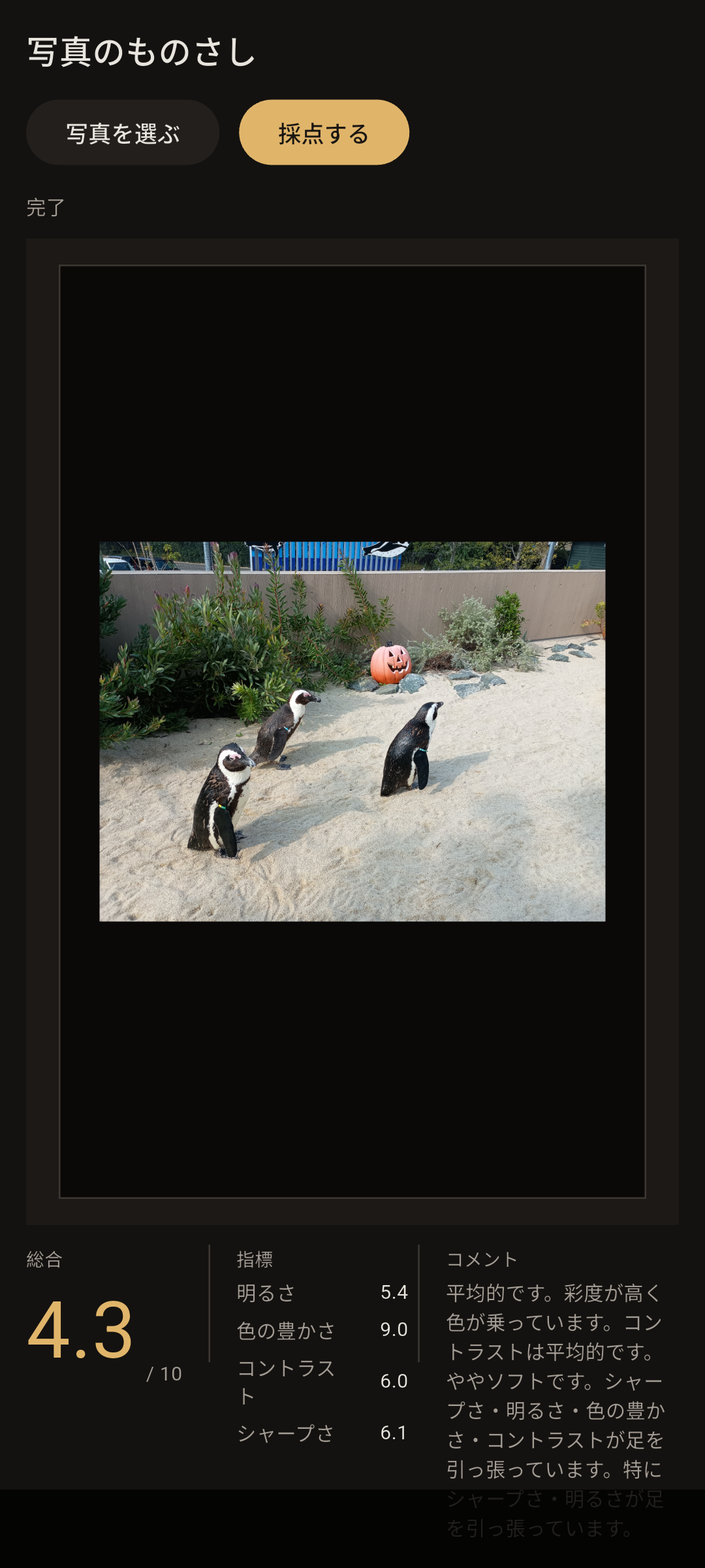 1つ目のサンプルでの推論実行画面